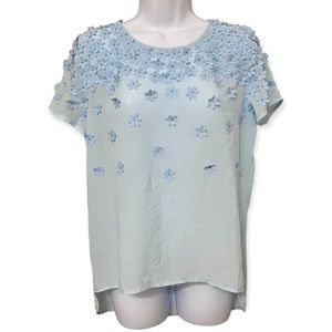 ENGLISH ROSE Applique Floral Blouse Size M